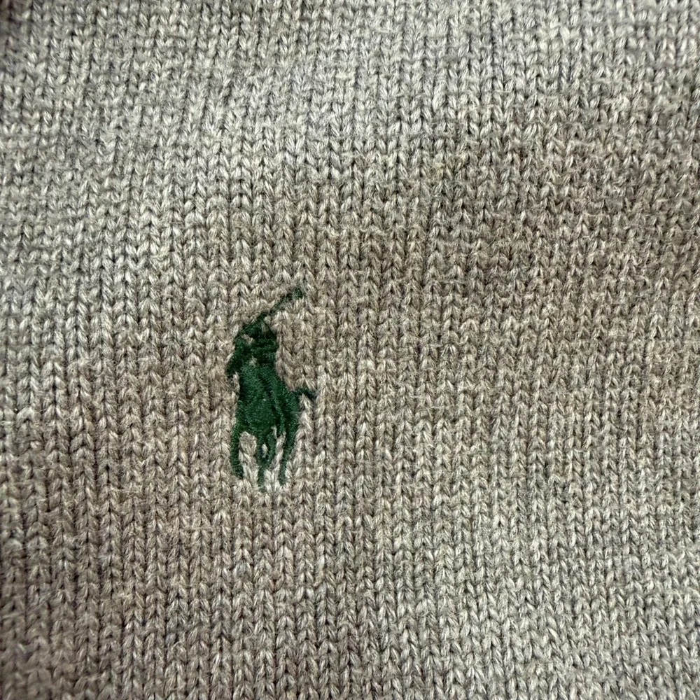 Polo Ralph Lauren Mens XL Quarter Zip Sweater Beige Cotton Knit Pony Logo